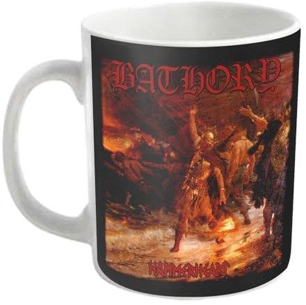 Bathory Kaffeetasse Hammerheart Band Logo Nue offiziell Weiß Boxed One Size