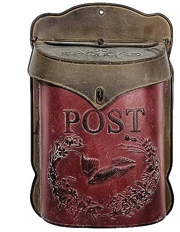 zeitzone Briefkasten Post Zink Rot Postkasten mit Brieftaube Vintage Landhausstil