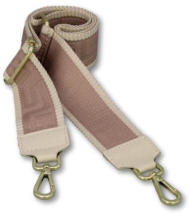 BRISE Taschengurt für Damen & Herren, 5cm Breiter Schultergurt, Verstellbarer 80-130 cm Taschenriemen aus Polyesterstoff und Leder, Stylischer Riemen mit 360 Drehbarer Kopf (Antic - Beige)