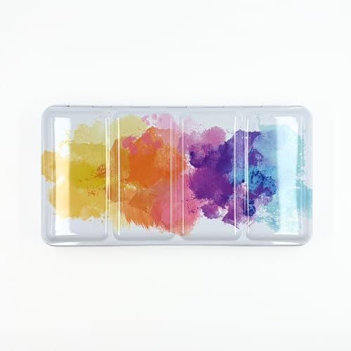 My Rock Way Palette de Peinture Colourful Days Vide en métal pour Aquarelle 48 Demi-Godets ou 24 Godets avec Palette de mélange et Anneau de Pouce. Boîte d'aquarelle de Voyage, Parfait pour Un Cadeau