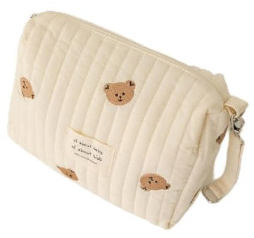Trousse à Langer Bebe Trousse de Toilette Maman et Bebe Petit Sac à Langer Bébé Garcon Fille Grande Capacité Ours Coton Pochette Portable Cadeaux pour Maternité Ami