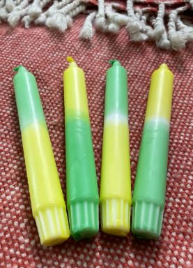 Handgefertigte Dip-Dye Kerzen in Neon Gelb und Neon Grün - Lebendige Farbenspiel-Kollektion (Mixset aus 4)
