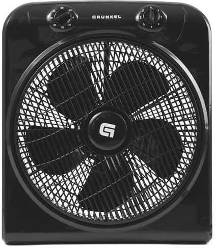Grunkel - Ventilador de suelo potente y ligero - BOXFANNG - Circulador de aire con temporizador de 60 minutos y 3 velocidades. Aspas 30cm de diámetro, función oscilación. - 50W (Negro)
