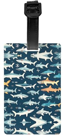 Gepäckanhänger mit Haifisch-Motiv, für Koffer, Rucksack, Reisetasche, Gepäckanhänger, Adresskarte, Namensschild, Identifikationsetiketten