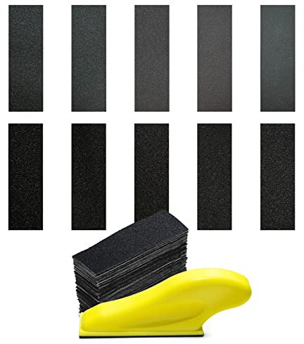 Mikroschleifer-Werkzeugset mit 100 Stück Detail-Fingerschleifer, Mini-Schleifblock für Bastelarbeiten, Nass- und Trockenschleifpapier mit einer Körnung von 60–600