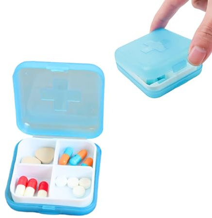 Mini Pill Box Organiser Dosset Box 7 Day Pocket Sized Tablet Organizer 4 Compartments Medicine Storage Box Portable Pill Dispenser | Medication Organizer for Pills/Fish Oil/Vitamins (Random Color)