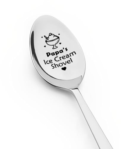 Papa Gifts Spoon for Dad Grandpa Ice Cream Shovel for Papa Dad Daddy Birthday Father Day Gifts for Grandpa Grandfather Gift for Ice Cream Lover Gifts for Granddad Father in Law Engraved Spoon