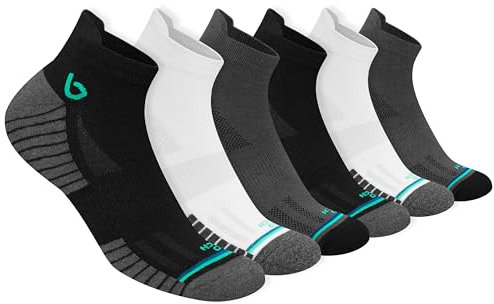 BAMBOS Chaussettes Bambou Ultra Douces Homme Femme Sport Running Courtes Basses, Lot de 6 Paires (Size EU 43-46, Multicolore)