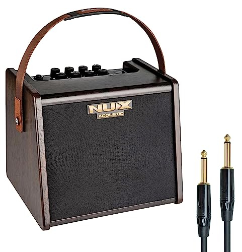 Nux AC-25 Batteriebetriebener Tragbarer Akustik-Verstärker Amp für Gitarre und Bass + keepdrum Klinkenkabel