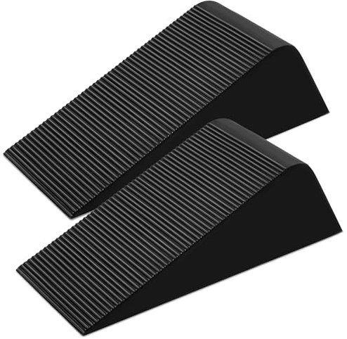 Large Door Stoppers for Bottom of Door, Rubber Door Stopper Wedge, Non-Slip Door Stop for Floor, Black Big Sturdy Doorstop for Home Office School Commercial Use, 2-Pack