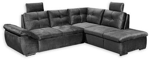 ALIJA Ecksofa mit Schlaffunktion in Schwarz - Moderne Eckcouch mit Bettkasten und verstellbaren Armlehnen - 265 x 84 (107) x 217 cm (B/H/T)