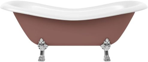 Casa Padrino Jugendstil Badewanne Braun/Weiß/Silber 188 cm - Freistehende Retro Stil Badewanne