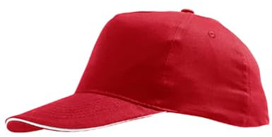 Sol´s Basecap Cap 6 Panel Baseballcap 100% Baumwolle, Verstellbar, Einfarbig, Unisex, Einheitsgröße, Sonnenmütze (1x Rot/Weiss & 1x HLKauf-Block)