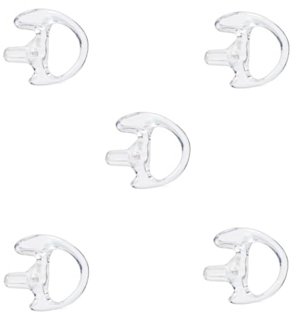 HYSHIKRA Replacement Soft Earmould Earpiece Earbud Air Acoustic Headset Earplug for Walkie Talkie Coil Tube Audio Kits, 5 for Left or Right (Transparent, SMALL RIGHT)