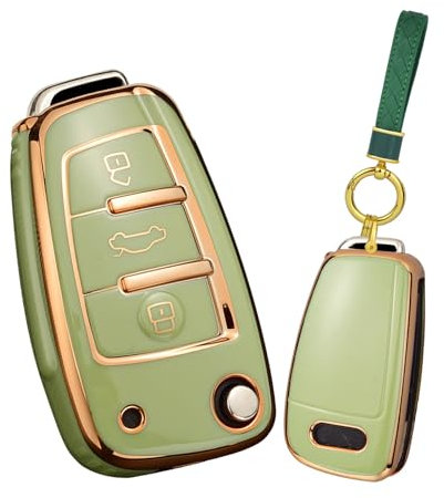 ontto Coque de clé de voiture avec porte-clés - En TPU - Pour Audi A1 A3 A4 A5 A6 A6L A8 Q2 Q3 Q5 Q7 TT TTS R8 S3 S4 S5 S6 RS3