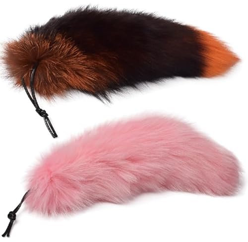 Nocyclonic 2 Pieces Fuchsschwanz Anhänger 40cm Tail, Schlüsselanhänger Für, Pelziger Schlüsselanhänger Mit Schwanz für Handtaschen -Cosplay (37)