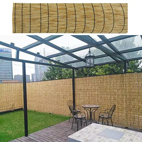 Handgewebter natürlicher Zaun für Terrasse und Balkon, Pool-Pflanzensieb, einfache Montage, individuell für den Außenbereich (170 x 1300 cm)