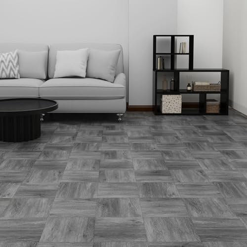 FLOREXP Peel and Stick Wood Planks - 12×12 Inch Self Adhesive Floor Tiles, 40 Packs Peel and Stick Floor Tiles,1.5mm Thick with Wood Effect for Office,RV,Washroom,Bathroom(3.72m²,Grey Wood)