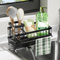 VOUM Sink Caddy Organiser Kitchen Sink Tidy Organizer,Soap Dish Tray,Washing up Caddy Sinkware Organiser,Sponge Holder for Kitchen Accessories Storage Rack with Brush Holder (Black)