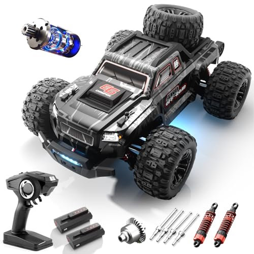 Coche teledirigido sin escobillas, 1/16 RC Coche, 55 km/h, Monster Truck 4x4, buggy teledirigido de 2,4 GHz, 2 baterías, autonomía de 40 a 60 minutos, para adultos y niños a partir de 8 años.