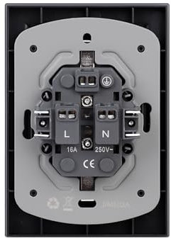 JIMEIDA Enchufe doble negro empotrado, placa de cristal, 16 A, enchufe Schuko con puerto USB-A y tipo C 2.1 A, enchufe de pared 157 x 86 mm, 250 V