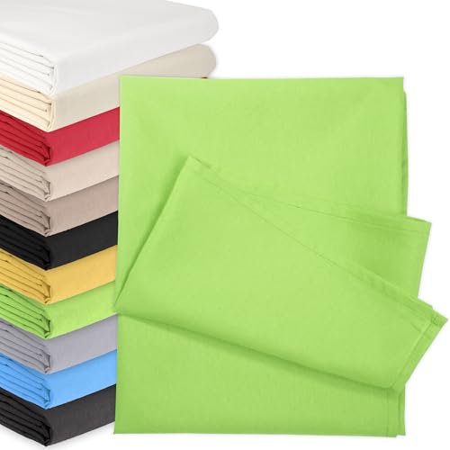 Bettlaken OHNE Gummizug 180 x 200 cm Grün (85% Baumwolle 15% Poly) Betttuch Glatte Betttücher Baumwolle Laken Haustuch Leintuch