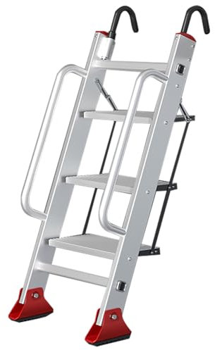 Step Ladder Durable and Safe, Attic Bunk Bed Ladder, Fire Emergency Escape Ladder with Armrests, Wall Mounted Metal Stepladder for Attic, RV, Library, Deck, Loads 330lbs(51 * 119cm/20 * 47in)