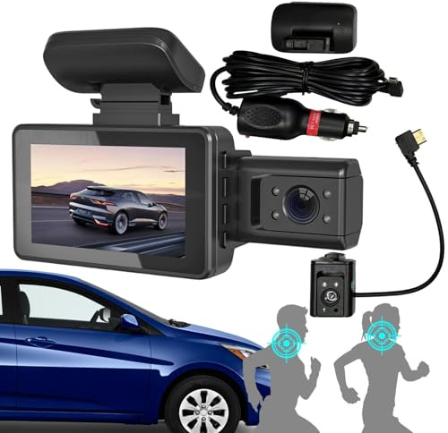 Dashboard Cam vorne und hinten, 2 Armaturenbrett-Nocke, 3 Zoll High Definition Dashboard Kamera für Auto, Aufnahme des Fahrzeugzyklus für die Fahrsicherheit im Parkmodus