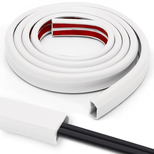 Kabelkanal Weiß Selbstklebend Kabelschutz, 2 Meter x 25mm x 14mm | für 2-4 Kabel, Flexibel, PVC Kabelabdeckung Boden, für zu Hause, Büro, Schule, Lagerraum