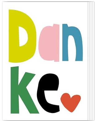 DebbysKreativkram 5 Karten Danke im Set | bunt | A6 | bunte Grußkarte Dankeschön | Dankeskarte | Postkarte kleines Dankeschön | Geschenk für Erzieherin, Lehrer, Kollegen, Trainer, Chef, Abschied