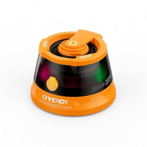 Rigwig DY200 Mini Magnetic Bluetooth Speaker – Portable Wireless Speaker with RGB LED, Phone Stand, Deep Bass, Rechargeable Battery, Compatible with Android, iPhone & All Bluetooth Devices (Orange)