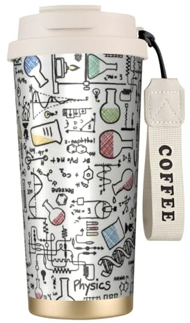 YXDVPALNE Chemie-Experimente Wissenschaft Wissenschaftliche Experimente,316 Edelstahl-Kaffeebecher mit Umhängeband, isolierter Becher, Reisebecher fürs Auto, 500 ml