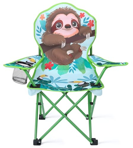 Halinuia Silla de camping para niños con soporte para bebidas, silla infantil para exteriores de 3 a 10 años, silla plegable portátil, silla de jardín para niños, silla de jardín fuerte estable, silla