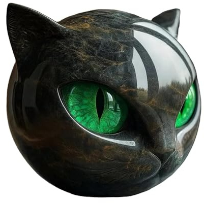 Generisch Schwarzkatzen-Steinskulptur, handgeschnitzte Kristalle und Heilsteine, Elegante Wohnaccessoires & kunstvolle Geschenkartikel, Geschenke für Katzenliebhaberinnen und -Liebhaber (Grün)