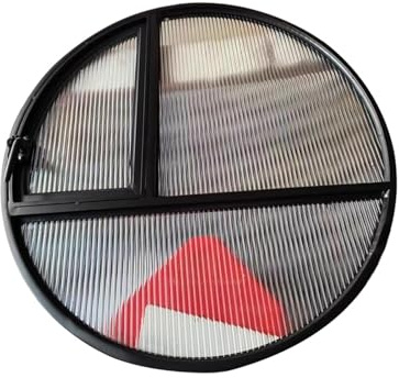 Finestra rotonda in vetro con telaio e maniglia in ferro, montaggio a incasso, finestra decorativa per illuminazione e ventilazione, disponibile in diametro 50-120 cm (trasparente, 40 cm)