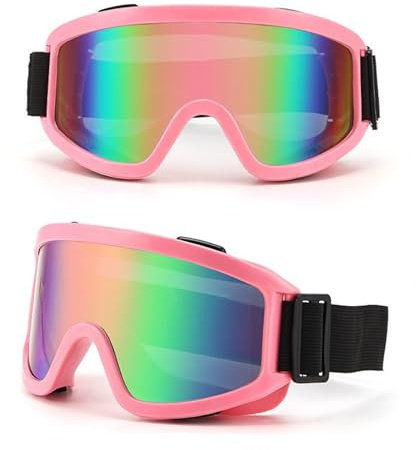 KASESSS Maschera Sci Uomo Donna, Anti-Nebbia Maschera da Sci, Occhiali da Sci Protezione UV, Maschera Snowboard, Occhiali Sci, Occhiali da Neve per Sport All'Aria Aperta Snowboard Pattinaggio(Rosa)