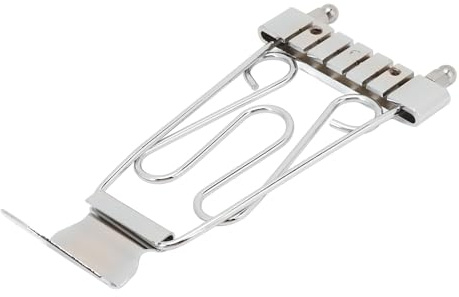 HUSHUI 6-saitiger Trapez-Saitenhalter, Gitarrensteg-Saitenhalter aus Metall mit Höhenverstellung und Offenem Rahmendesign, für Archtop-Jazzgitarre oder Bass (Silber)