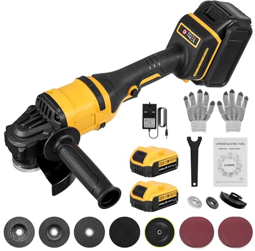 Cordless Angle Grinder 125MM, 21V Brushless Motor Grinder Tool 30000 RPM, Battery Grinder Cutter with 2X4.0Ah Batteries & Charger, Power Electric Cut Off for Cutting, Grinding, Polishing & Rust Remove