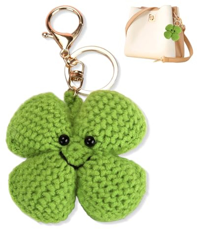 KOQAIIZ Porte Clé Porte Bonheur, Porte Clef de Trefle a 4 Feuilles, Porte-Clés de Peluche Femme, Fortune Cadeau pour Amis Famille