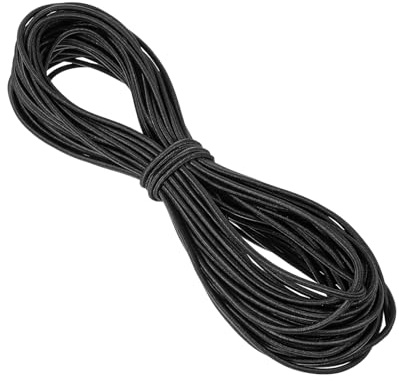 HJZHII Cordón elástico negro de 1/16 pulgadas (2 mm), cuerda elástica redonda de 65 pies, cuerda elástica de nailon, cuerda elástica para kayak, cuerda elástica para manualidades, costura, equipaje