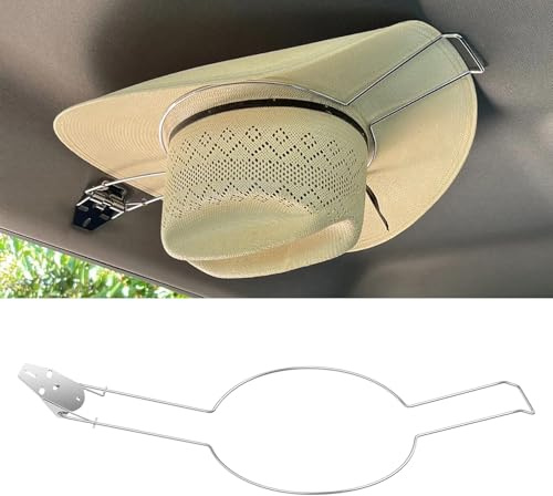 harupink Cowboyhut-Halterung für Auto, Cowboyhut Aufhänger aus Metall, Ø 21,6 cm Robust Huthalter fürs Auto Verhindern Sie Verformungen(Silber)