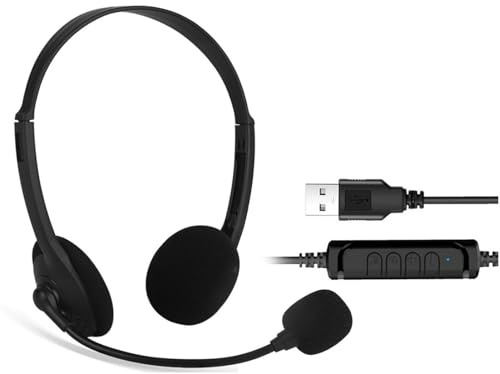 CHICHIYANG USB Headset On-Ear Computer Laptop Kopfhörer mit Noise Cancelling Mikrofon