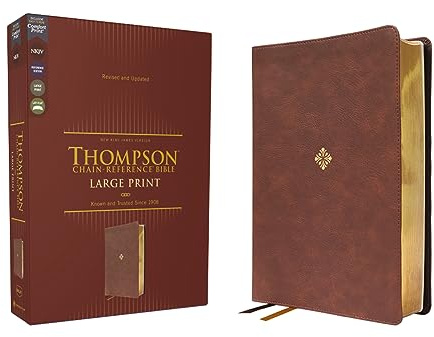 NKJV, Thompson Chain-Reference Bible, Large Print, Leathersoft, Brown, Red Letter, Comfort Print