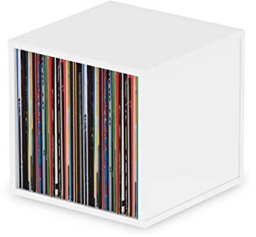 Glorious Record Box white 110 - bis zu 110 Platten im 12''-Format, problemlos stapelbar, optisch abgestimmt, Lieferung ohne Dekoration, weiß