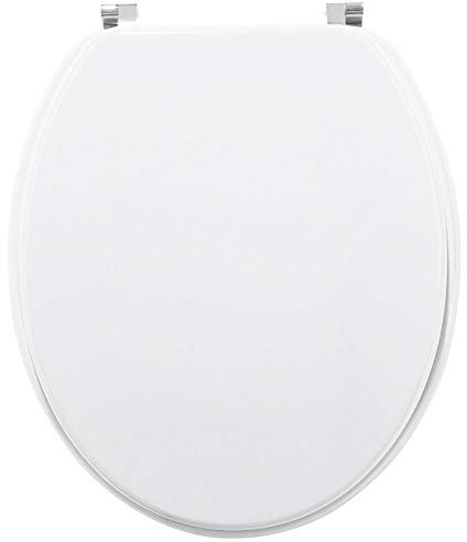 Wirquin 21230004 Abattant WC en fibre de bois Woody avec charnière inox, finition brillant et forme universelle, blanc