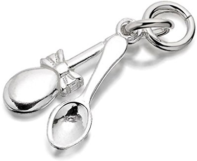 F.Hinds Womens Jewellery Accessory Sterling Silver Pair Of Welsh Spoons Charm