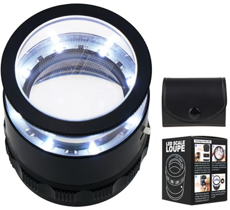 Pocket Handheld klein Größe 10x mit 25mm 2,5cm (0,99 Zoll) mit LED-Licht, fokussierte Augenlupe Schmuck Mikroskop Lupen für Edelsteine, Hobbies Antiquitäten Modelle, austauschbare Reticle Skala