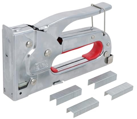 Chrome Staple Gun Hand Operated 4-8mm Staples JT21 Stapler Craft Hobby
