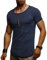 Leif Nelson Herren Sommer T-Shirt Rundhals-Ausschnitt 100% Baumwolle (Blau, Größe M) Regular Fit