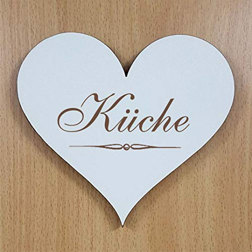 Schild Herz Küche ca. 13 x 12 cm - Türschild